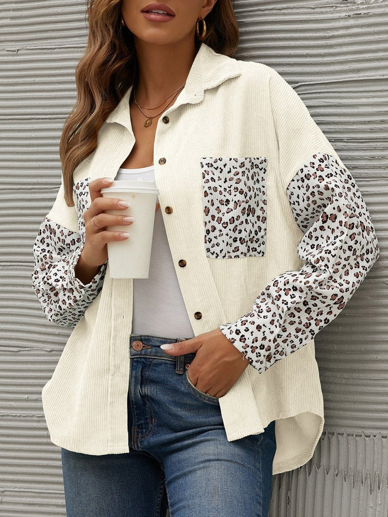 Women's Blouses Lapel Stitching Leopard Print Pocket Long Sleeve Blouses - Blouses - INS | Online Fashion Free Shipping Clothing, Dresses, Tops, Shoes - 14/09/2021 - 30-40 - BLO2109141331