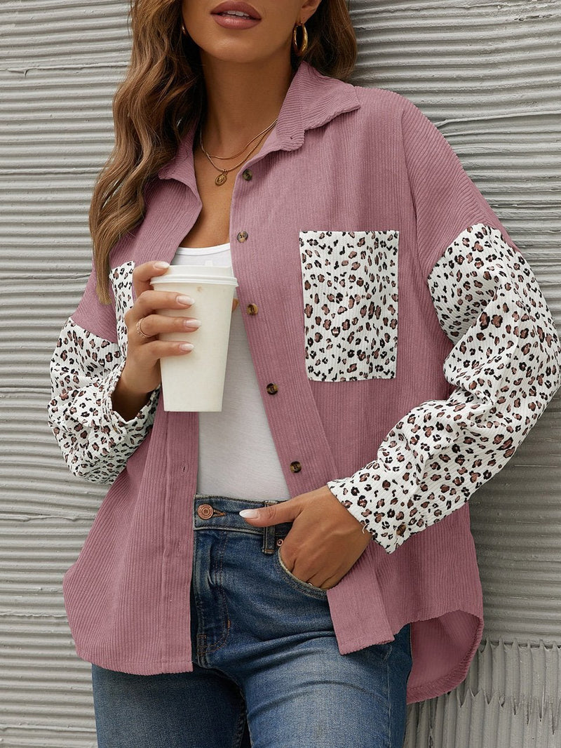 Women's Blouses Lapel Stitching Leopard Print Pocket Long Sleeve Blouses - Blouses - INS | Online Fashion Free Shipping Clothing, Dresses, Tops, Shoes - 14/09/2021 - 30-40 - BLO2109141331