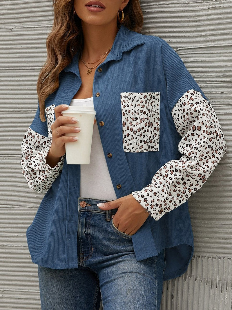 Women's Blouses Lapel Stitching Leopard Print Pocket Long Sleeve Blouses - Blouses - INS | Online Fashion Free Shipping Clothing, Dresses, Tops, Shoes - 14/09/2021 - 30-40 - BLO2109141331