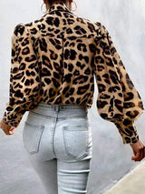 Women's Blouses Leopard Print Bubble Long Sleeve Buttons Blouses - Blouses - INS | Online Fashion Free Shipping Clothing, Dresses, Tops, Shoes - 15/09/2021 - 20-30 - BLO2109161333