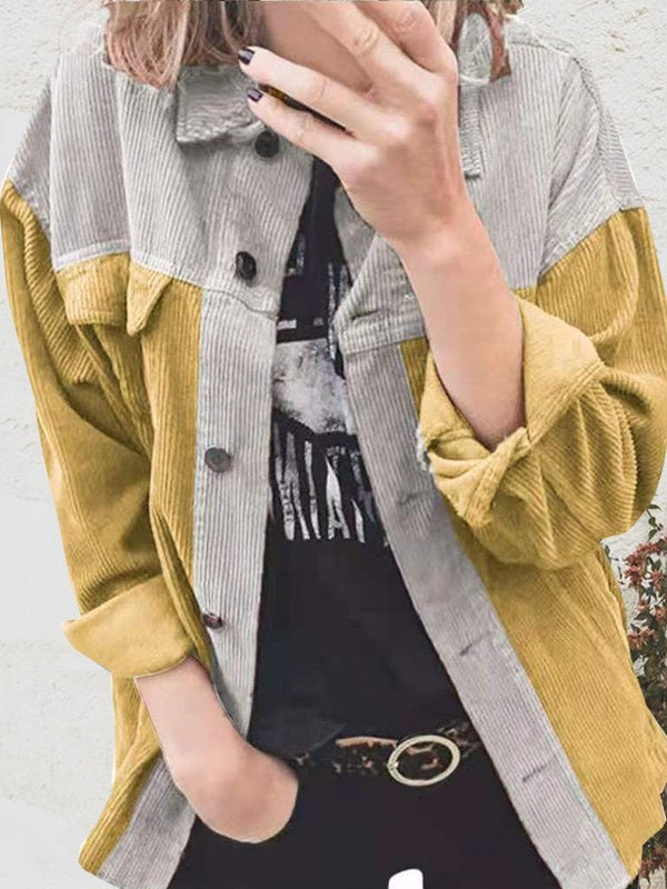 Women's Blouses Loose Corduroy Paneling Lapel Blouses Coat - Blouses - INS | Online Fashion Free Shipping Clothing, Dresses, Tops, Shoes - 10/09/2021 - 20-30 - BLO2109101329