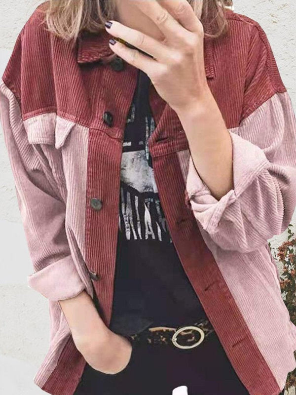 Women's Blouses Loose Corduroy Paneling Lapel Blouses Coat - Blouses - INS | Online Fashion Free Shipping Clothing, Dresses, Tops, Shoes - 10/09/2021 - 20-30 - BLO2109101329