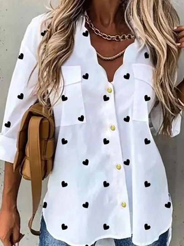 Women's Blouses Love Pocket Single Breasted Long Sleeve Blouses - Blouses - INS | Online Fashion Free Shipping Clothing, Dresses, Tops, Shoes - 20-30 - 23/09/2021 - BLO2109241337