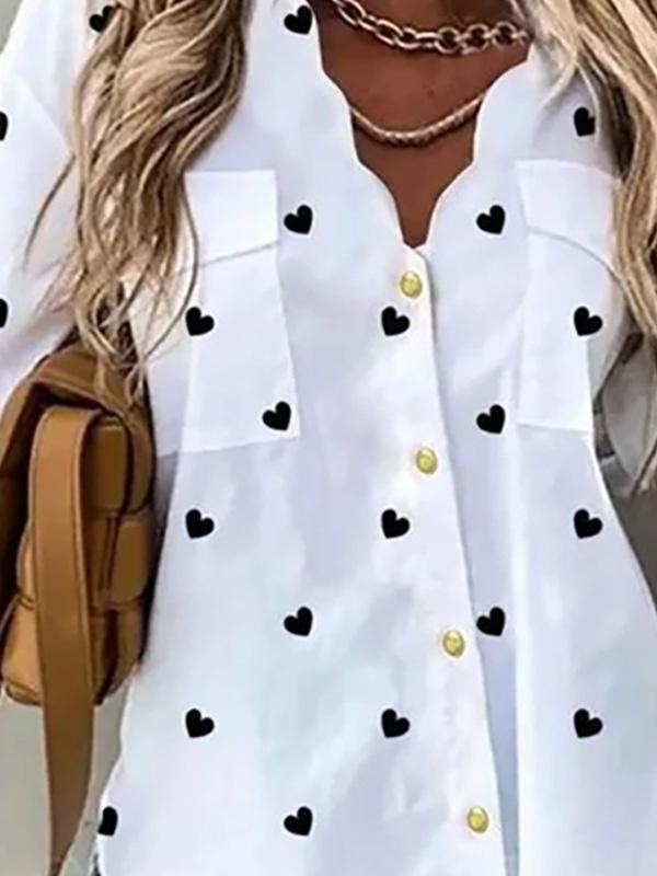 Women's Blouses Love Pocket Single Breasted Long Sleeve Blouses - Blouses - INS | Online Fashion Free Shipping Clothing, Dresses, Tops, Shoes - 20-30 - 23/09/2021 - BLO2109241337