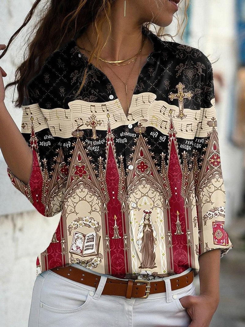 Women's Blouses Magic Brand Printed V-Neck Button Long Sleeve Blouse - Blouses - INS | Online Fashion Free Shipping Clothing, Dresses, Tops, Shoes - 20-30 - 22/10/2021 - Blouses