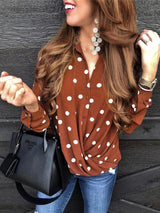 Women's Blouses Polka Dot Button Long Sleeve Blouse - Blouses - INS | Online Fashion Free Shipping Clothing, Dresses, Tops, Shoes - 08/10/2021 - 20-30 - BLO2110081364