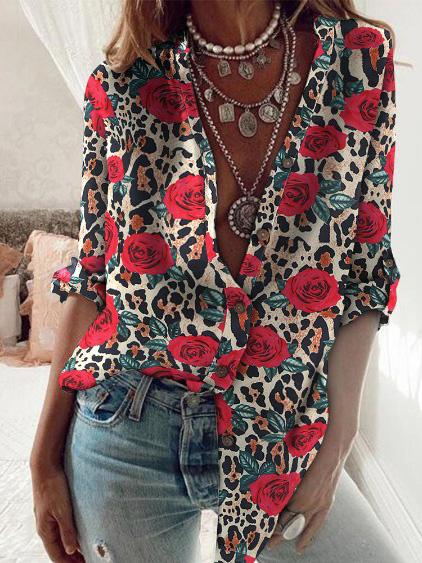 Women's Blouses Rose Flower Long Sleeve Stand Collar Blouse - Blouses - INS | Online Fashion Free Shipping Clothing, Dresses, Tops, Shoes - 20-30 - 26/09/2021 - BLO2109261354