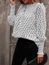 Women's Blouses Ruffled Lantern Sleeve Polka Dot Blouse - Blouses - INS | Online Fashion Free Shipping Clothing, Dresses, Tops, Shoes - 20-30 - 21/10/2021 - BLO2110211377