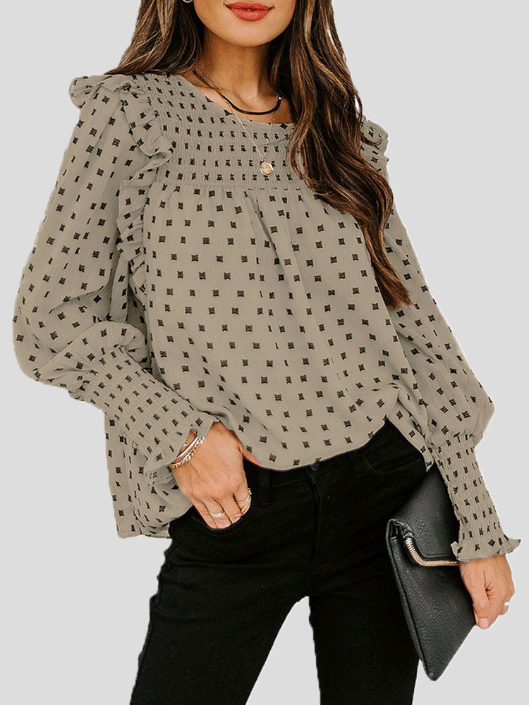 Women's Blouses Ruffled Lantern Sleeve Polka Dot Blouse - Blouses - INS | Online Fashion Free Shipping Clothing, Dresses, Tops, Shoes - 20-30 - 21/10/2021 - BLO2110211377