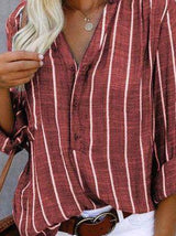 Women's Blouses Simple And Fashionable Printed Stripes Blouses - Blouses - INS | Online Fashion Free Shipping Clothing, Dresses, Tops, Shoes - 12/08/2021 - 20-30 - BLO2108131307