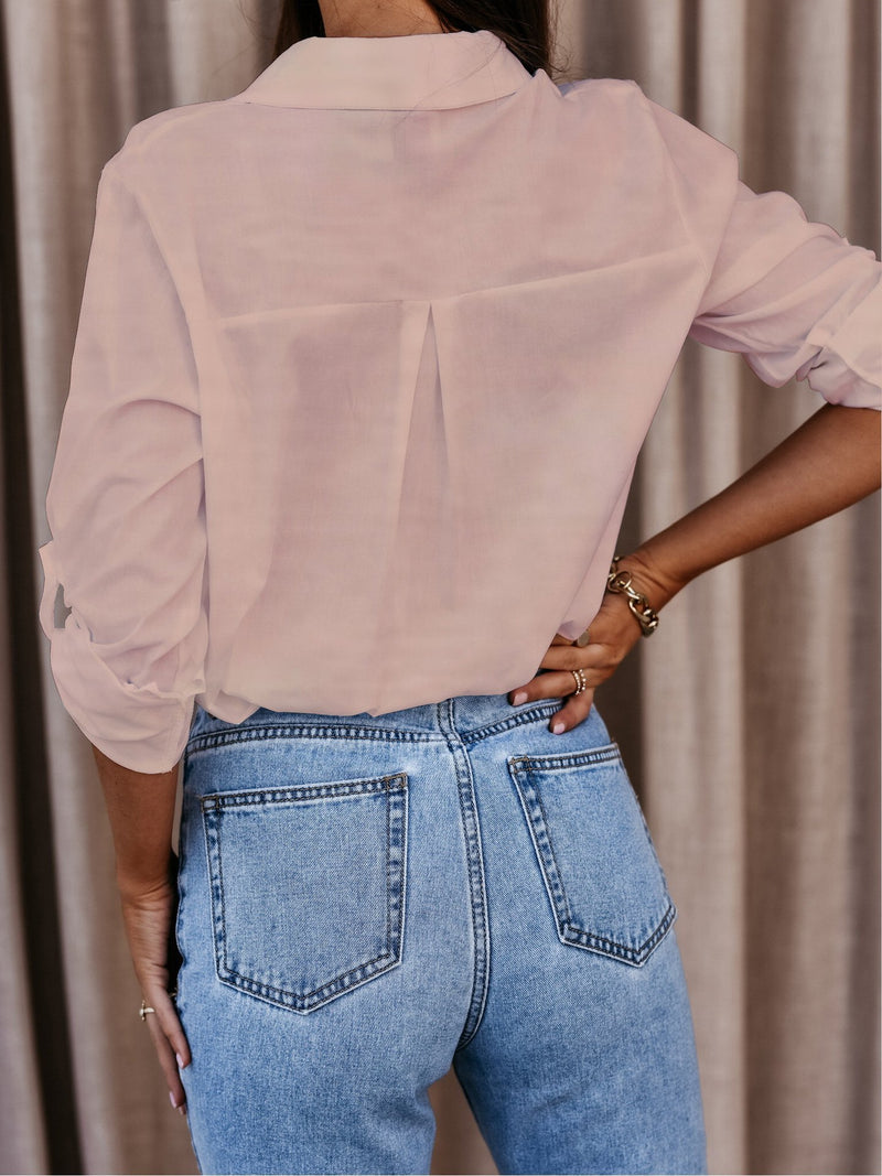 Women's Blouses Simple Long Sleeve V-Neck Button Blouses - Blouses - INS | Online Fashion Free Shipping Clothing, Dresses, Tops, Shoes - 09/08/2021 - 10-20 - BLO2108101299