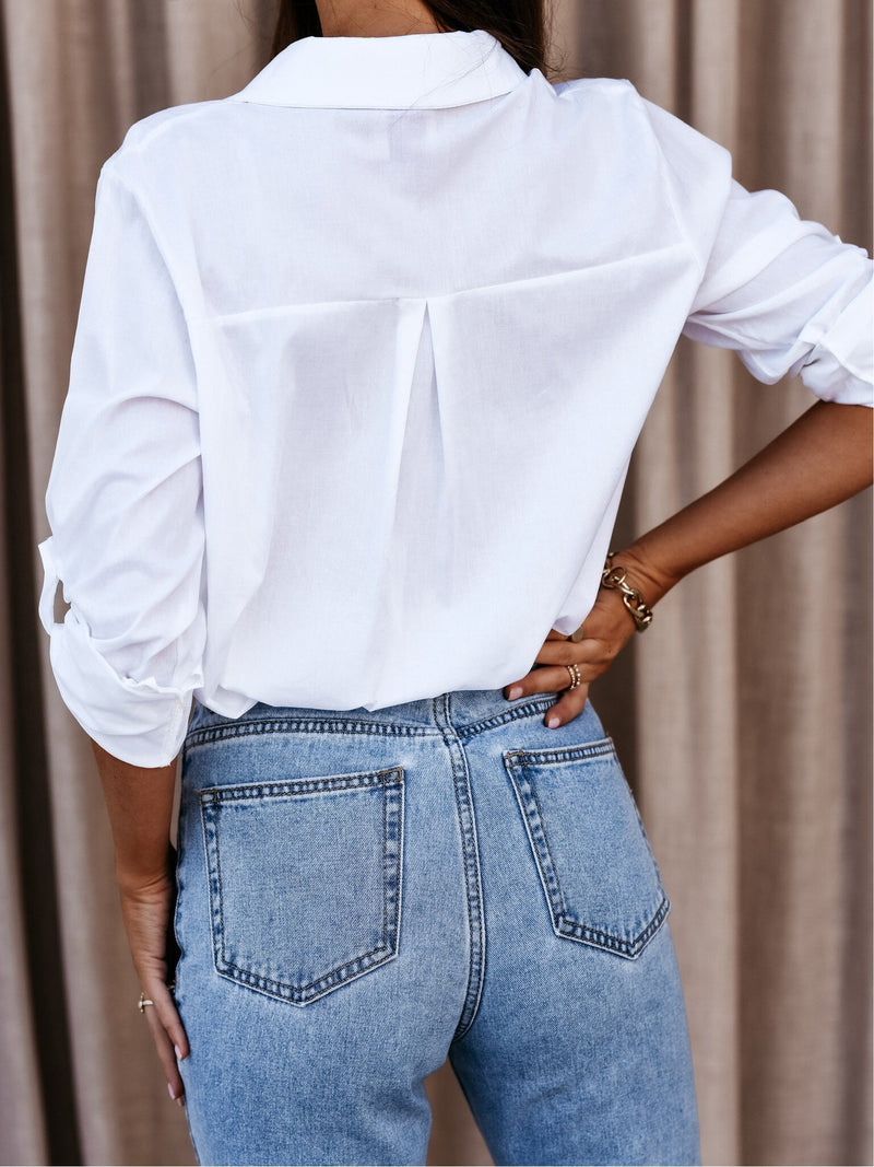 Women's Blouses Simple Long Sleeve V-Neck Button Blouses - Blouses - INS | Online Fashion Free Shipping Clothing, Dresses, Tops, Shoes - 09/08/2021 - 10-20 - BLO2108101299
