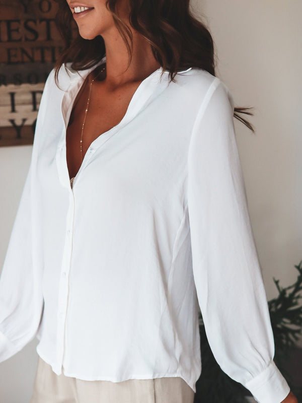 Women's Blouses Solid Button Long Sleeve Casual Blouse - Blouses - INS | Online Fashion Free Shipping Clothing, Dresses, Tops, Shoes - 17/11/2021 - 20-30 - BLO2111171438