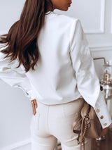 Women's Blouses Solid Lapel Button Long Sleeve Blouse - Blouses - INS | Online Fashion Free Shipping Clothing, Dresses, Tops, Shoes - 20-30 - 27/10/2021 - BLO2110271392