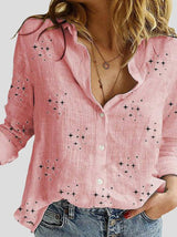 Women's Blouses Star Print Button Long Sleeve Blouses - Blouses - INS | Online Fashion Free Shipping Clothing, Dresses, Tops, Shoes - 08/09/2021 - 20-30 - BLO2109091328