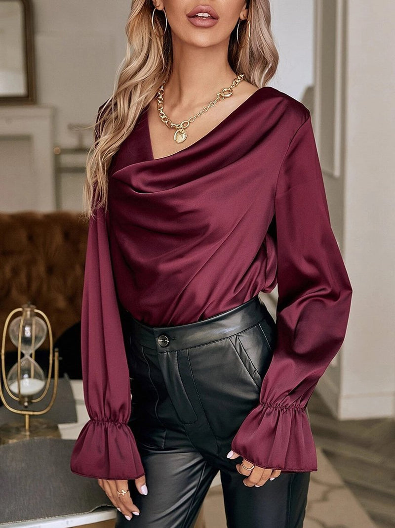 Women's Blouses Temperament Pile Pile Collar Long Sleeve Blouse - Blouses - INS | Online Fashion Free Shipping Clothing, Dresses, Tops, Shoes - 06/11/2021 - 20-30 - BLO2111061417