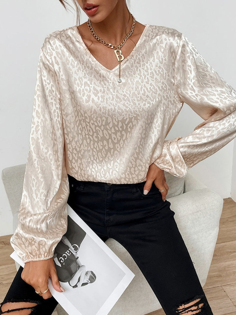 Women's Blouses V-Neck Pullover Leopard Print Long Sleeve Blouse - Blouses - INS | Online Fashion Free Shipping Clothing, Dresses, Tops, Shoes - 20-30 - 22/11/2021 - BLO2111221446