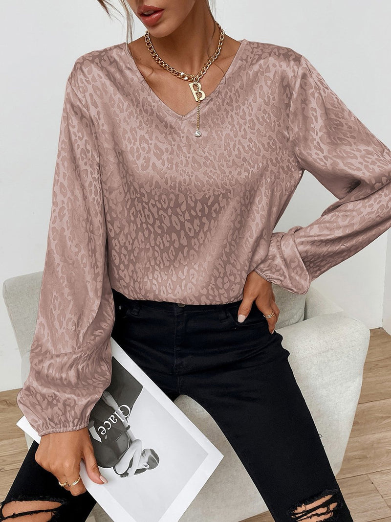 Women's Blouses V-Neck Pullover Leopard Print Long Sleeve Blouse - Blouses - INS | Online Fashion Free Shipping Clothing, Dresses, Tops, Shoes - 20-30 - 22/11/2021 - BLO2111221446