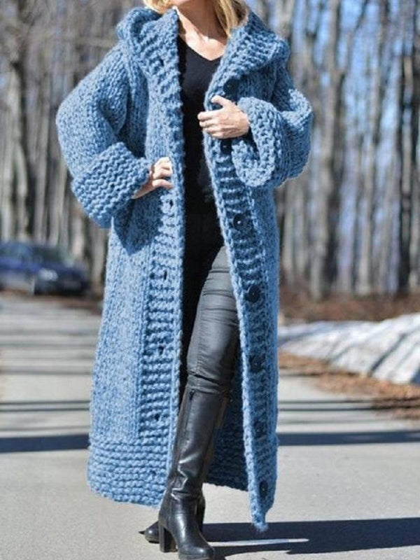 Women's Cardigan Hooded Button Long Knitted Sweater Cardigan - Cardigans & Sweaters - INS | Online Fashion Free Shipping Clothing, Dresses, Tops, Shoes - 26/09/2021 - CAR2109261135 - Cardigans & Sweaters