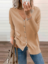 Women's Cardigan Loose V-Neck Long Sleeve Knitted Cardigan - Cardigans & Sweaters - INS | Online Fashion Free Shipping Clothing, Dresses, Tops, Shoes - 20-30 - 21/10/2021 - CAR2110211157