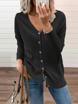 Women's Cardigan Loose V-Neck Long Sleeve Knitted Cardigan - Cardigans & Sweaters - INS | Online Fashion Free Shipping Clothing, Dresses, Tops, Shoes - 20-30 - 21/10/2021 - CAR2110211157