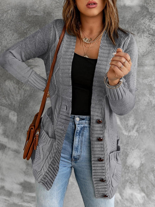 Women's Cardigans Button Pocket Long Sleeve Sweater Cardigan - Cardigans & Sweaters - Instastyled | Online Fashion Free Shipping Clothing, Dresses, Tops, Shoes - 23/12/2021 - 40-50 - CAR2112231206