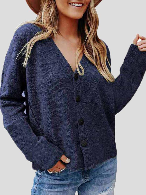 Women's Cardigans Casual Solid Long Sleeve Button Knit Cardigan - Cardigans & Sweaters - INS | Online Fashion Free Shipping Clothing, Dresses, Tops, Shoes - 20-30 - 22/10/2021 - CAR2110221160