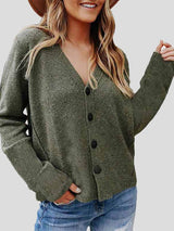 Women's Cardigans Casual Solid Long Sleeve Button Knit Cardigan - Cardigans & Sweaters - INS | Online Fashion Free Shipping Clothing, Dresses, Tops, Shoes - 20-30 - 22/10/2021 - CAR2110221160