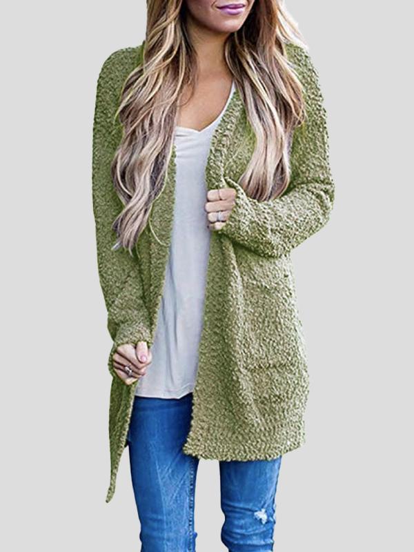 Women's Cardigans Casual Solid Pocket Velvet Cardigan - Cardigans & Sweaters - INS | Online Fashion Free Shipping Clothing, Dresses, Tops, Shoes - 13/10/2021 - 30-40 - CAR2110131147