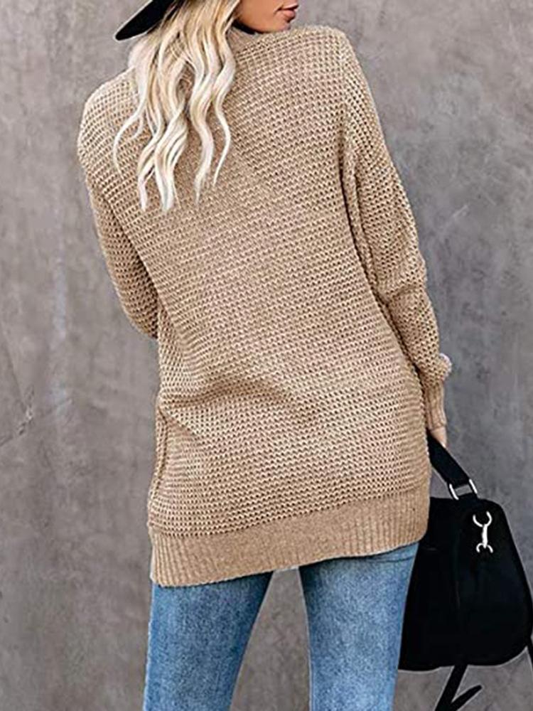 Women's Cardigans Curved Placket Pockets Sweater Cardigan - Cardigans & Sweaters - INS | Online Fashion Free Shipping Clothing, Dresses, Tops, Shoes - 03/11/2021 - 30-40 - CAR2111031178
