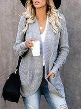 Women's Cardigans Curved Placket Pockets Sweater Cardigan - Cardigans & Sweaters - INS | Online Fashion Free Shipping Clothing, Dresses, Tops, Shoes - 03/11/2021 - 30-40 - CAR2111031178