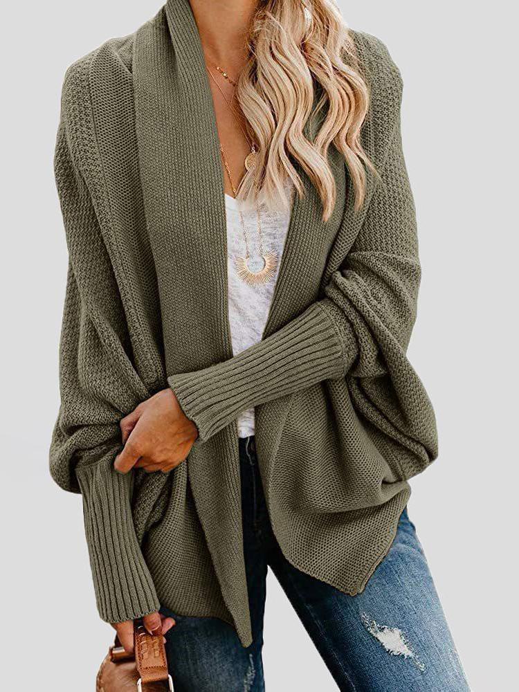 Women's Cardigans Fashion Solid Bat Sleeve Sweater Cardigan - Cardigans & Sweaters - INS | Online Fashion Free Shipping Clothing, Dresses, Tops, Shoes - 13/10/2021 - 30-40 - CAR2110131148