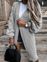 Women's Cardigans Loose Long Sleeve Knitted Sweater Cardigan - Cardigans & Sweaters - INS | Online Fashion Free Shipping Clothing, Dresses, Tops, Shoes - 22/09/2021 - CAR2109221131 - color-beige