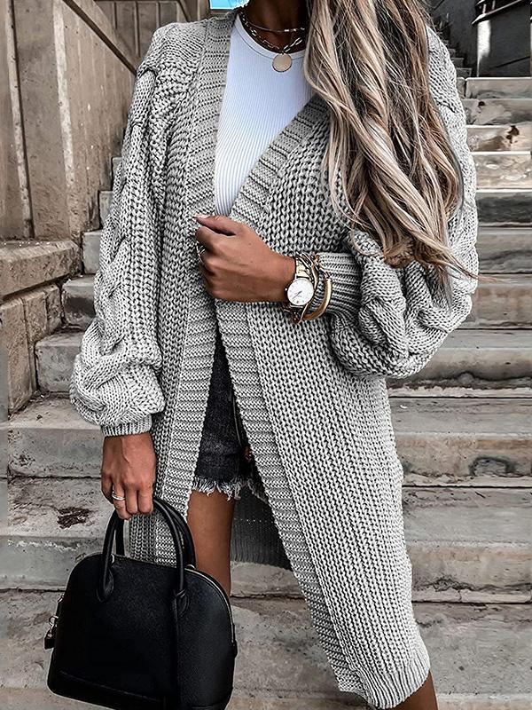 Women's Cardigans Loose Long Sleeve Knitted Sweater Cardigan - Cardigans & Sweaters - INS | Online Fashion Free Shipping Clothing, Dresses, Tops, Shoes - 22/09/2021 - CAR2109221131 - color-beige