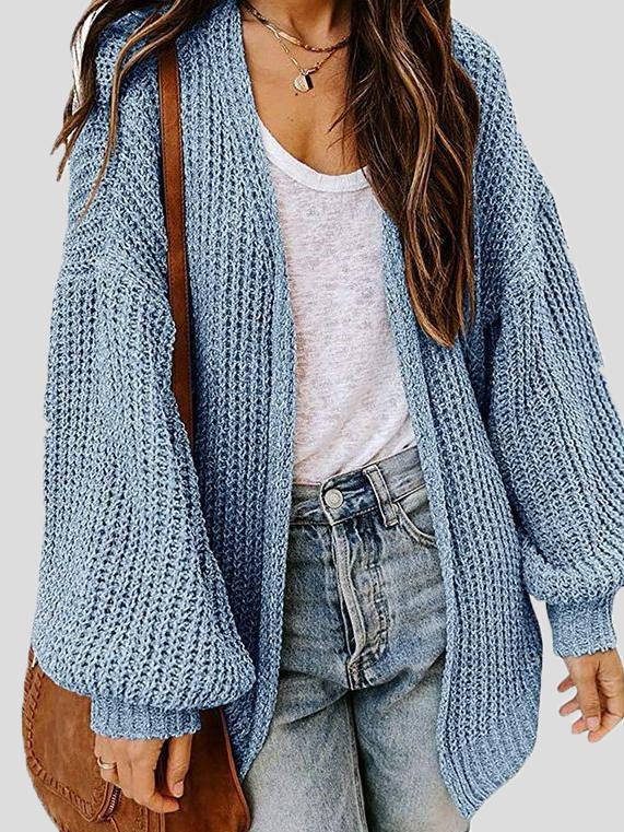 Women's Cardigans Loose Solid Long Sleeve Sweater Cardigan - Cardigans & Sweaters - INS | Online Fashion Free Shipping Clothing, Dresses, Tops, Shoes - 04/11/2021 - 30-40 - CAR2111041183