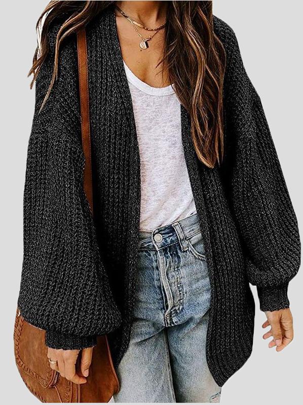 Women's Cardigans Loose Solid Long Sleeve Sweater Cardigan - Cardigans & Sweaters - INS | Online Fashion Free Shipping Clothing, Dresses, Tops, Shoes - 04/11/2021 - 30-40 - CAR2111041183