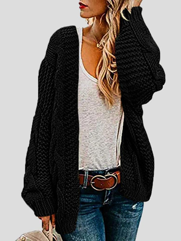 Women's Cardigans Loose Solid Twist Knit Casual Cardigan - Cardigans & Sweaters - INS | Online Fashion Free Shipping Clothing, Dresses, Tops, Shoes - 20-30 - 27/08/2021 - CAR2108271121