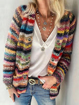 Women's Cardigans Multicolor Button Pocket Sweater Cardigan - Cardigans & Sweaters - INS | Online Fashion Free Shipping Clothing, Dresses, Tops, Shoes - 15/10/2021 - CAR2110151152 - Cardigans & Sweaters