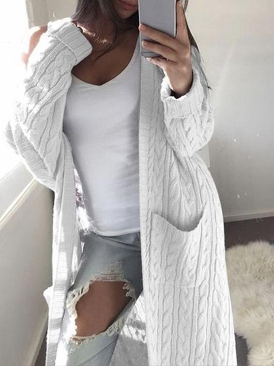 Women's Cardigans Pocket Twist Long Sweater Cardigan - Cardigans & Sweaters - INS | Online Fashion Free Shipping Clothing, Dresses, Tops, Shoes - 22/10/2021 - 30-40 - Cardigans & Sweaters