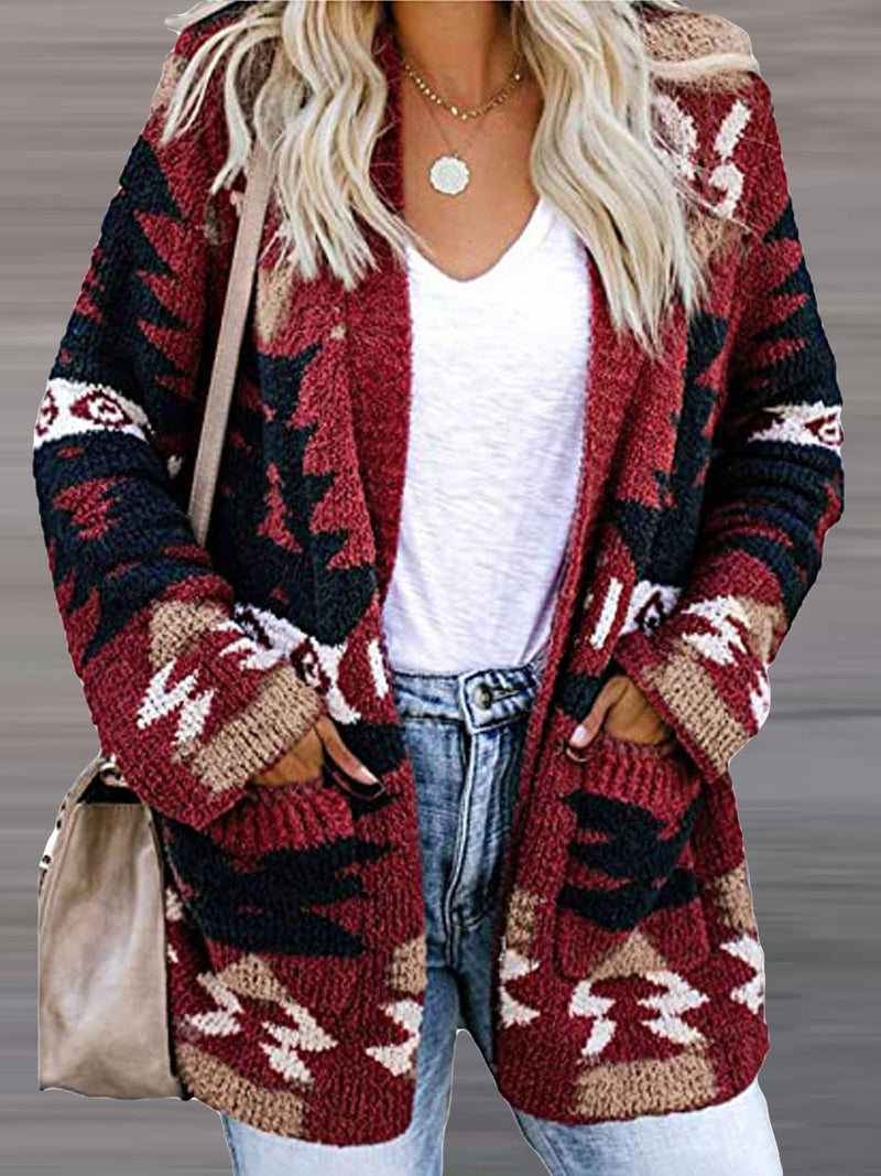 Women's Cardigans Printed Pocket Casual Long Sleeve Knitted Cardigan - Cardigans & Sweaters - INS | Online Fashion Free Shipping Clothing, Dresses, Tops, Shoes - 18/08/2021 - 30-40 - CAR2108191118