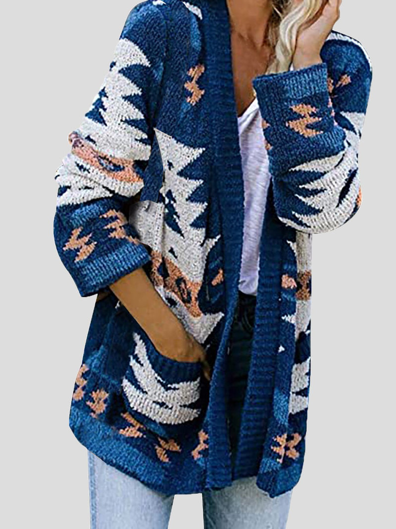 Women's Cardigans Printed Pocket Casual Long Sleeve Knitted Cardigan - Cardigans & Sweaters - INS | Online Fashion Free Shipping Clothing, Dresses, Tops, Shoes - 18/08/2021 - 30-40 - CAR2108191118