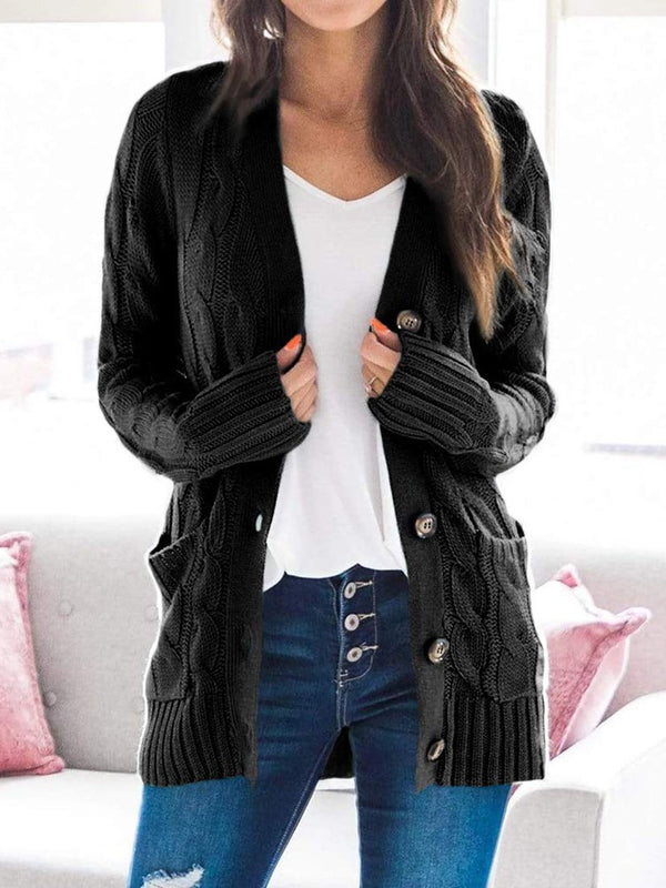 Women's Cardigans Single-Breasted Pocket Long Sleeve Knitted Cardigan - Cardigans & Sweaters - INS | Online Fashion Free Shipping Clothing, Dresses, Tops, Shoes - 24/11/2021 - CAR2111241194 - Cardigans & Sweaters