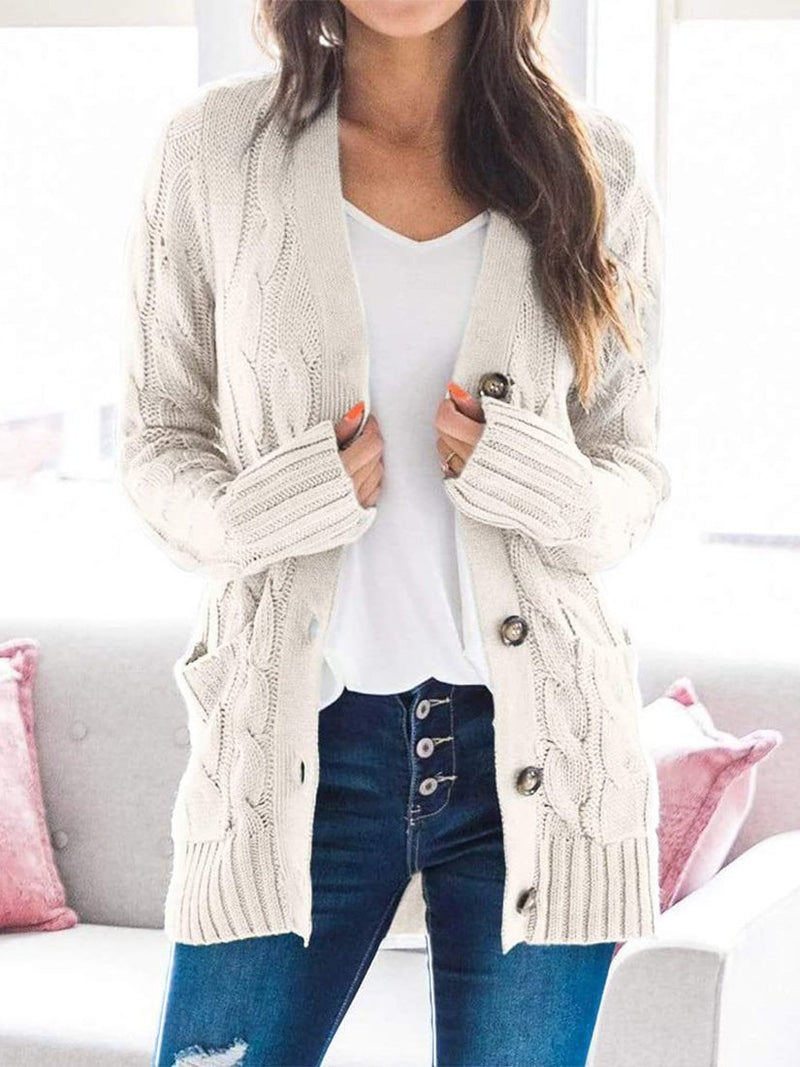 Women's Cardigans Single-Breasted Pocket Long Sleeve Knitted Cardigan - Cardigans & Sweaters - INS | Online Fashion Free Shipping Clothing, Dresses, Tops, Shoes - 24/11/2021 - CAR2111241194 - Cardigans & Sweaters