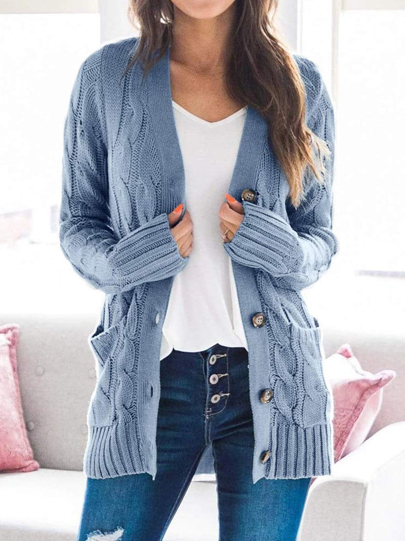 Women's Cardigans Single-Breasted Pocket Long Sleeve Knitted Cardigan - Cardigans & Sweaters - INS | Online Fashion Free Shipping Clothing, Dresses, Tops, Shoes - 24/11/2021 - CAR2111241194 - Cardigans & Sweaters