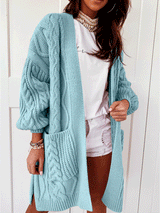 Women's Cardigans Soft Warm Pocket Twist Knit Cardigan - Cardigans & Sweaters - INS | Online Fashion Free Shipping Clothing, Dresses, Tops, Shoes - 21/10/2021 - 40-50 - CAR2110211156