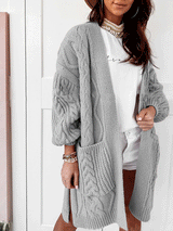 Women's Cardigans Soft Warm Pocket Twist Knit Cardigan - Cardigans & Sweaters - INS | Online Fashion Free Shipping Clothing, Dresses, Tops, Shoes - 21/10/2021 - 40-50 - CAR2110211156