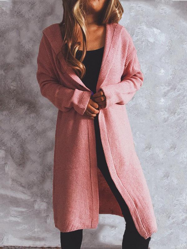 Women's Cardigans Solid Button Long Sleeve Hooded Knitted Cardigan - Cardigans & Sweaters - INS | Online Fashion Free Shipping Clothing, Dresses, Tops, Shoes - 24/11/2021 - CAR2111241193 - Cardigans & Sweaters
