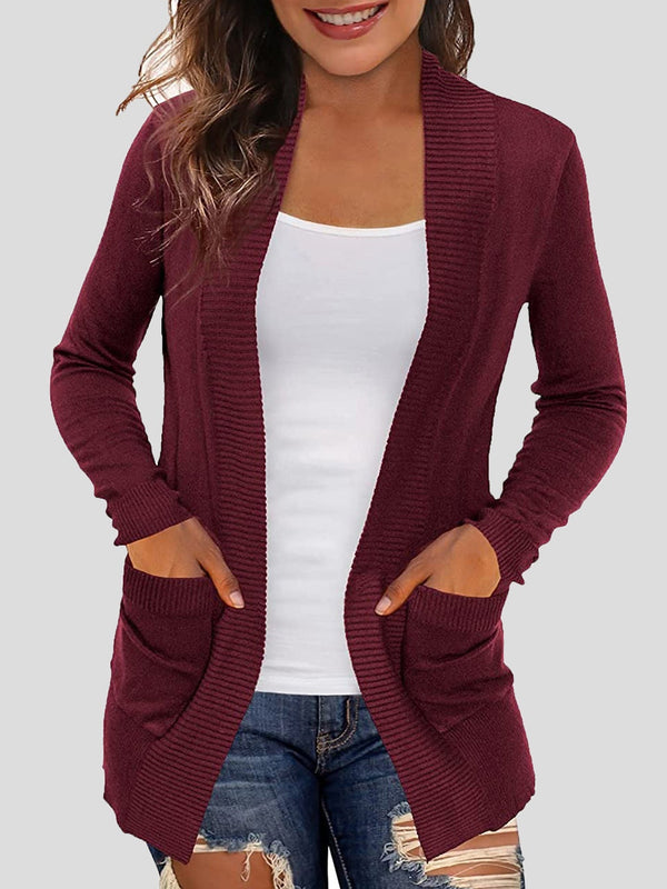 Women's Cardigans Solid Pocket Knitted Sweater Cardigan - Cardigans & Sweaters - Instastyled | Online Fashion Free Shipping Clothing, Dresses, Tops, Shoes - 20-30 - 31/12/2021 - CAR2112311208