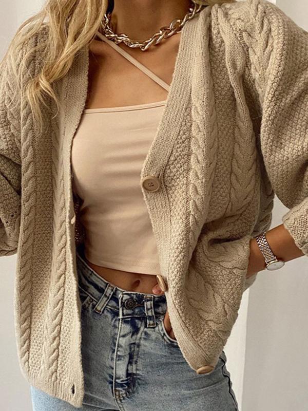 Women's Cardigans Solid V-Neck Button Long Sleeve Knitted Cardigan - Cardigans & Sweaters - INS | Online Fashion Free Shipping Clothing, Dresses, Tops, Shoes - 24/11/2021 - CAR2111241192 - Cardigans & Sweaters