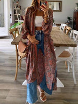 Women's Cardigans Split-Sleeve Vintage Printed Knit Cardigan - Cardigans & Sweaters - INS | Online Fashion Free Shipping Clothing, Dresses, Tops, Shoes - 15/09/2021 - 30-40 - CAR2109151128
